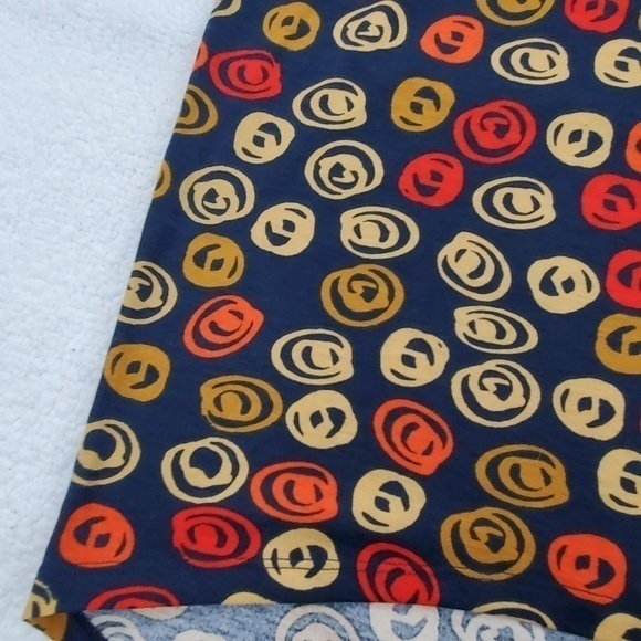 Lularoe Irma S Blue Orange Polka Dot Swirl Short S - Picture 2 of 5